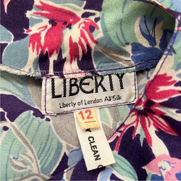 Rare Vintage Liberty of London All Silk Vibrant Floral Print Dress - Picture 2 of 15